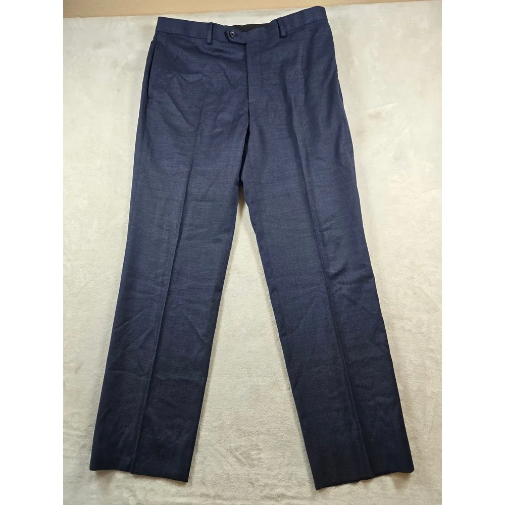 Kenneth Cole Suit Mens 42L 2 Piece Pants 36x32 Blue Wool Blend Slim Fit